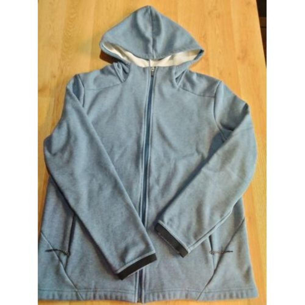 FLX Tech Comfort Fleece‎ Jacket Hooded Mens Sz Large Zip Pockets Heather Blue